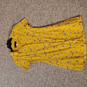 Francesca's collection Retro Yellow Button up dress size L